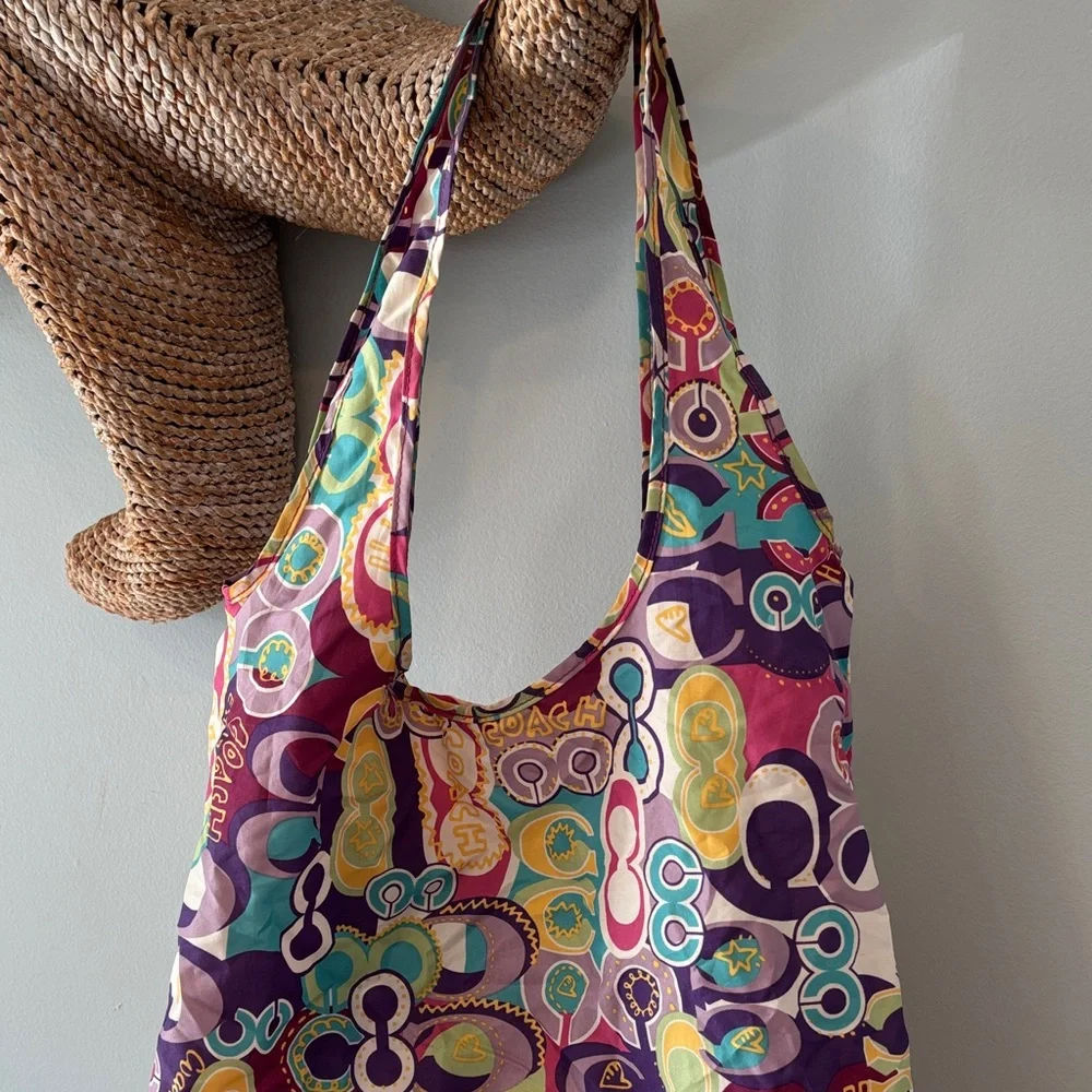 COACH poppy Glam Colorful Patterned Women's Bag Packable - Picture 6 of 7